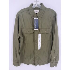 Lucky Brand Mens Long Sleeve Button Down Shirt Olive Green Casual Top Size Small